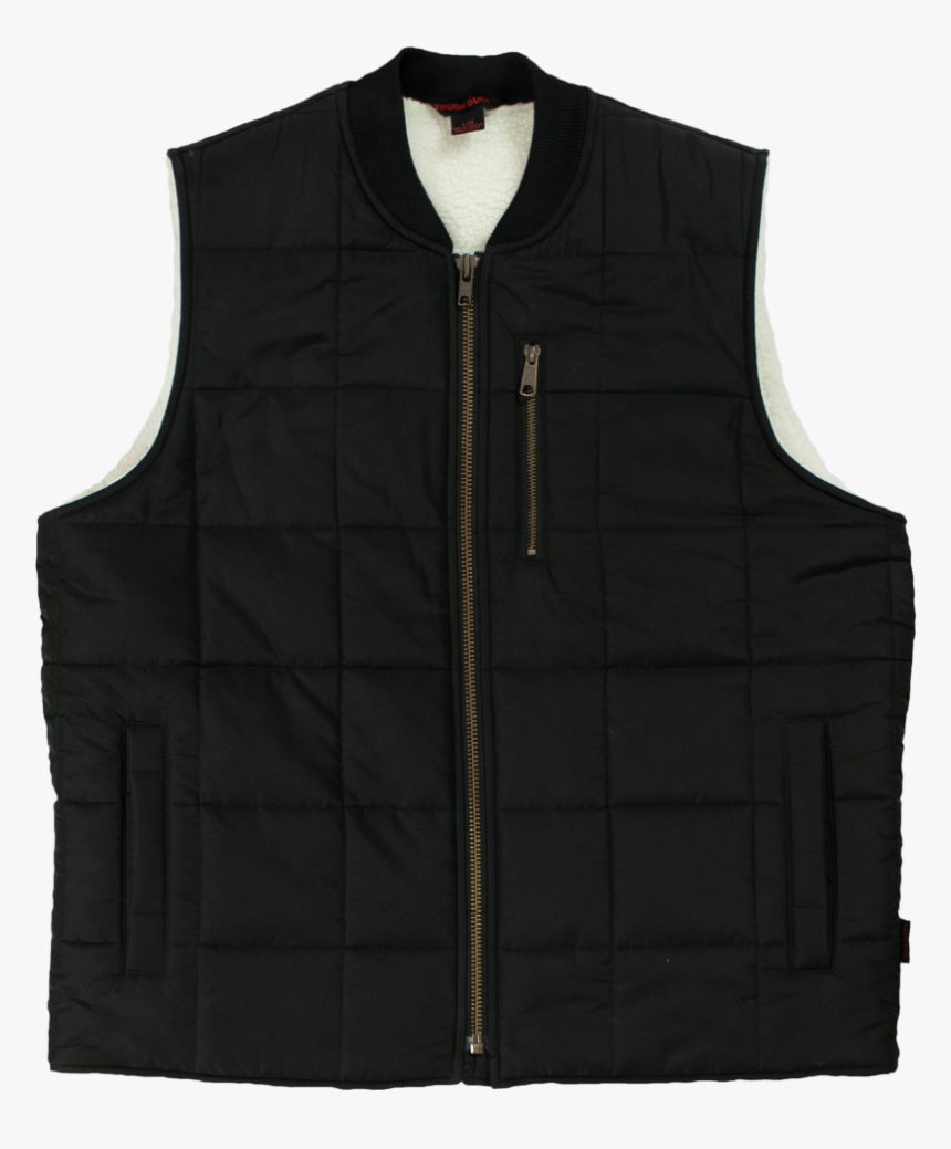 Tough Duck Mens Sherpa Lined Box Quilt Vest Black Front - Sweater Vest, HD Png Download