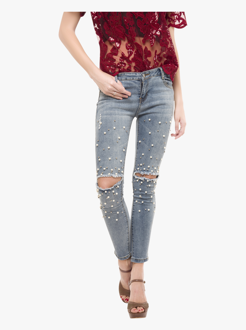 Vector Free Stock Pearl Ripped Buy And Blouses Online - Jeans With Pearls Online India, HD Png Download