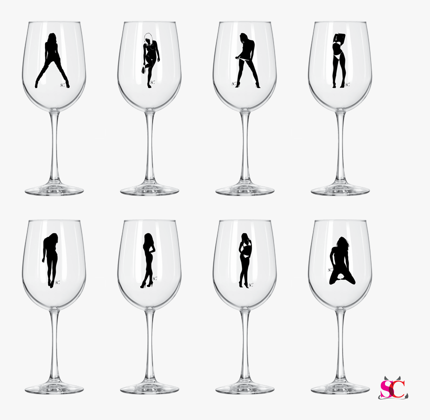 8 Sexy Woman Glasses - Wine Glass, HD Png Download