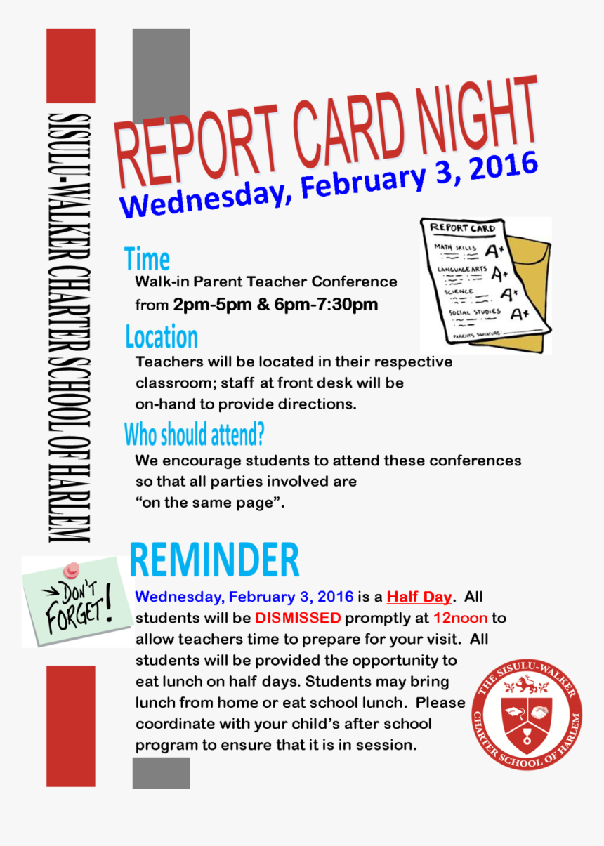 Report Card Night2016 - Report Card Conferences Flyer, HD Png Download