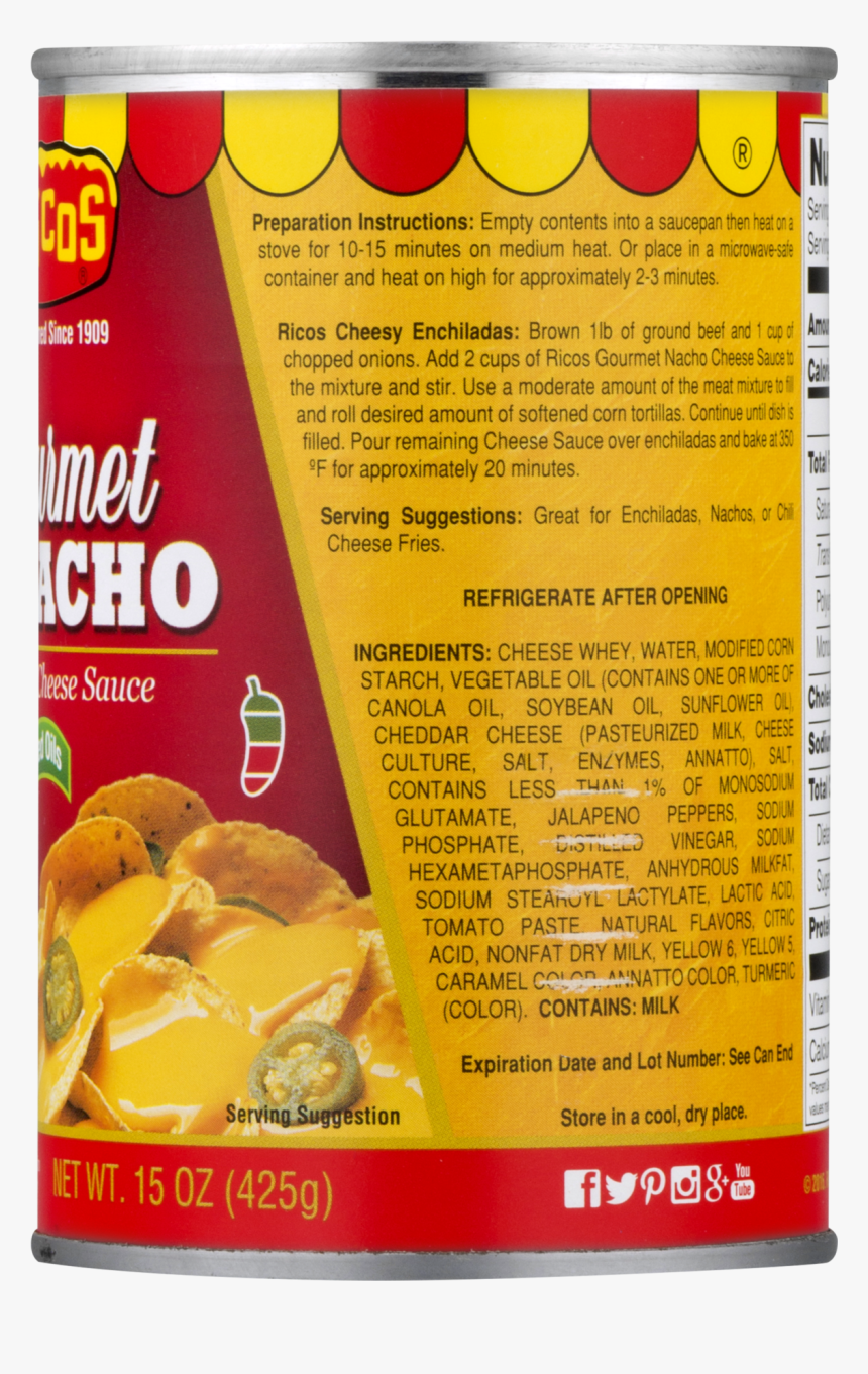 Ricos Cheese Ingredients, HD Png Download , Transparent Png Image PNGitem
