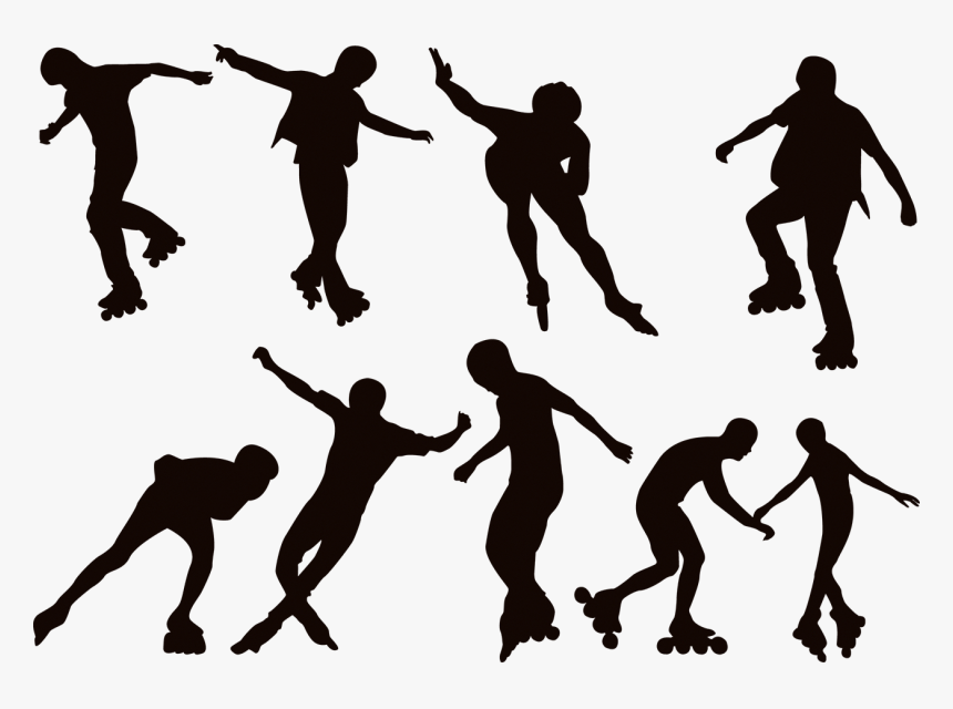 Roller Skating Ice Skating Silhouette - Roller Skating Silhouette Png, Transparent Png