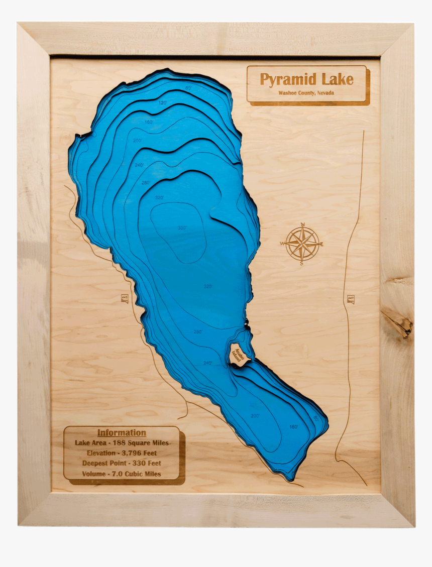 Pyramid Lake 3d Map - Pyramid Lake Outline, HD Png Download