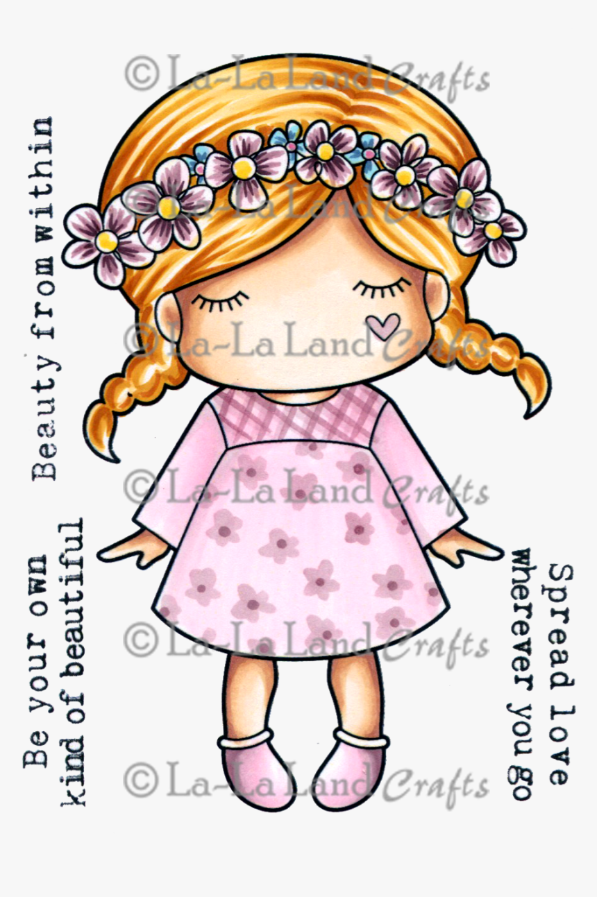 Flower Garland Paper Doll Marci Rubber Stamp - Cartoon, HD Png Download
