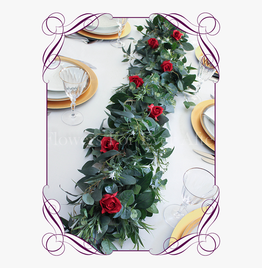 Green And Red Flower Garlands For Tables, HD Png Download