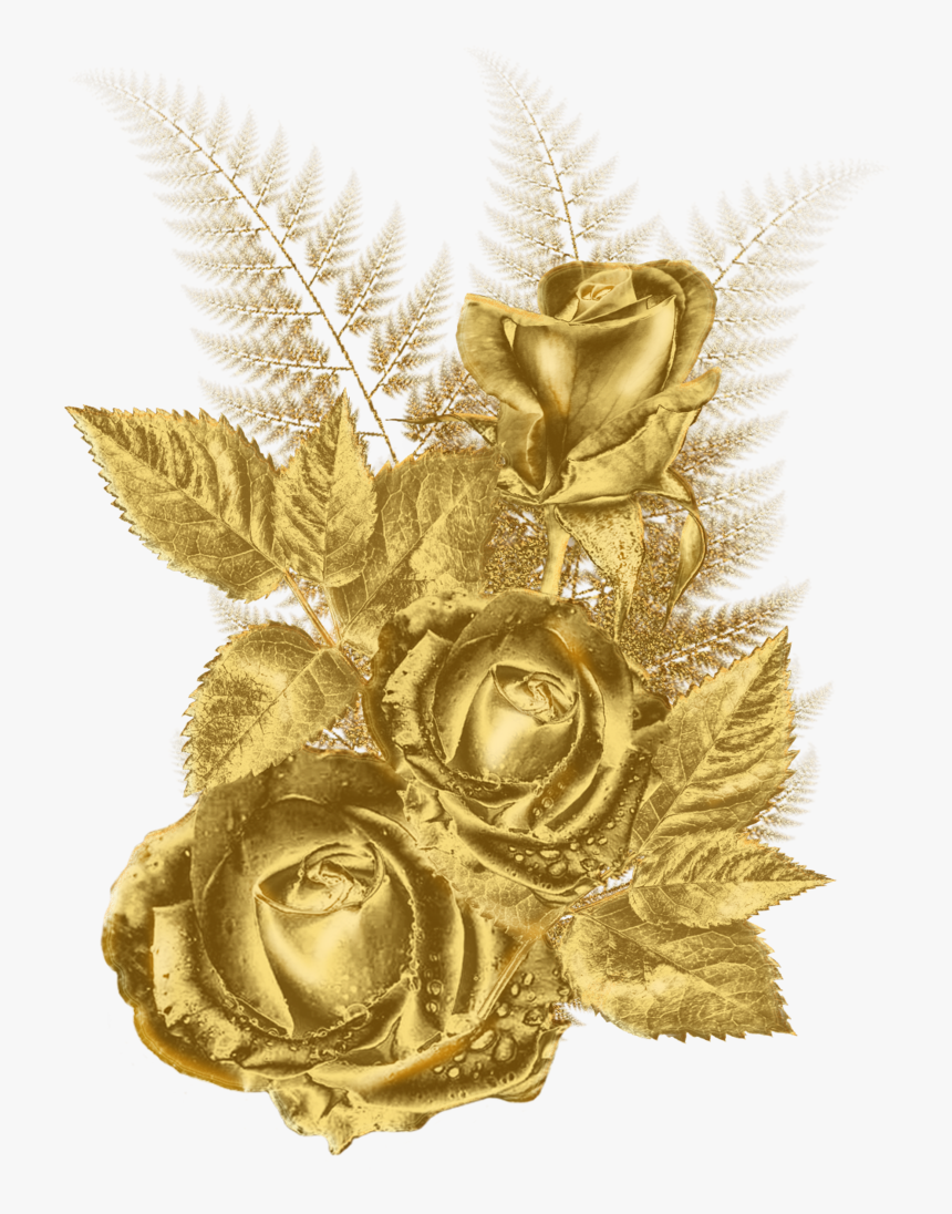 Gold Flower Border Design Png - Gold Flowers Transparent Background, Png Download