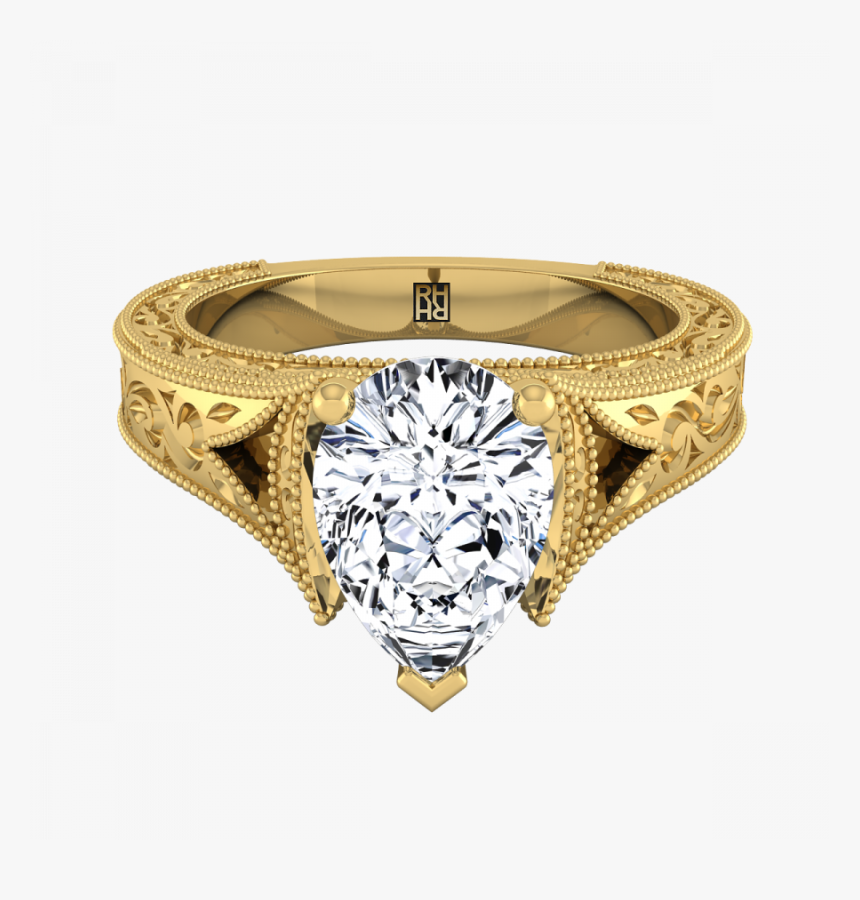 Transparent Vintage Shape Png - Emerald Cut Diamond Engraved Band, Png Download