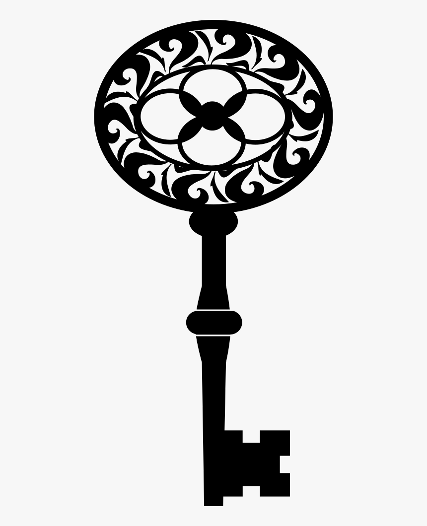 Vintage Oval Key Shape With Floral Design - Chave Vintage Png, Transparent Png