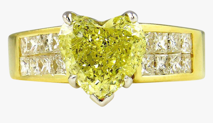 32ct Estate Vintage Natural Fancy Yellow Heart Shape - Engagement Ring, HD Png Download