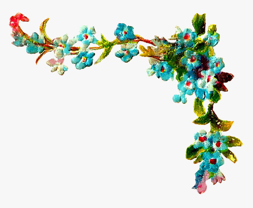 Forget Me Not Clipart Corner Border - Floral Corner Design Clipart, HD Png Download