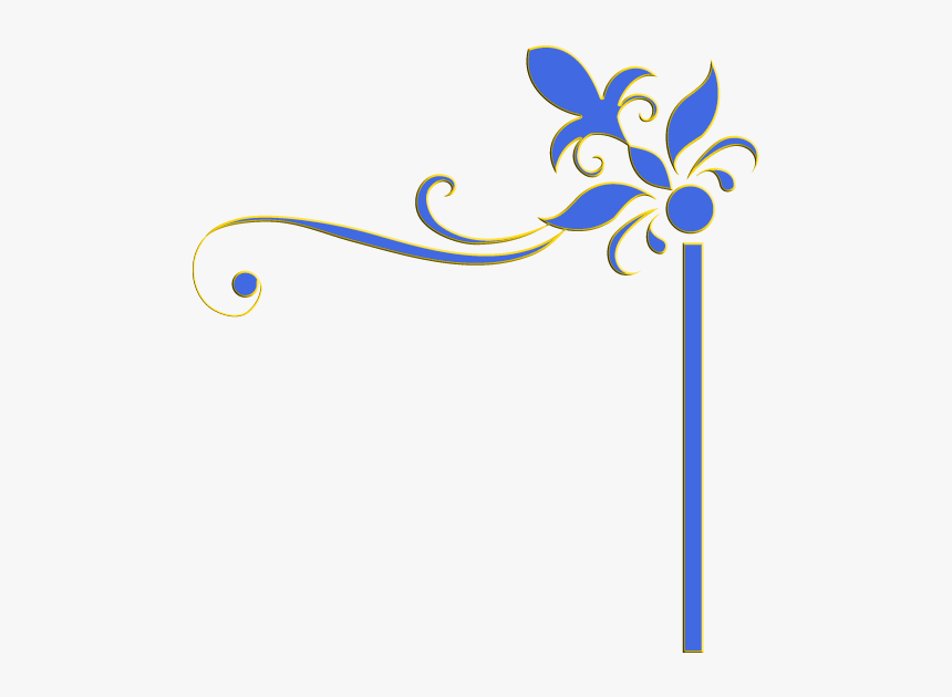 #decoration #border #edge #frame #blue #yellow #flowers - Flower Edge Border Design, HD Png Download