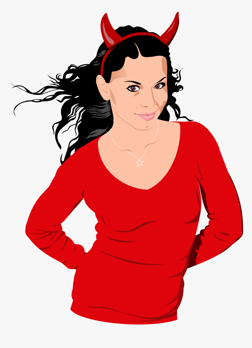 Devil Girl Clip Arts - Women Devil Red Cartoon, HD Png Download