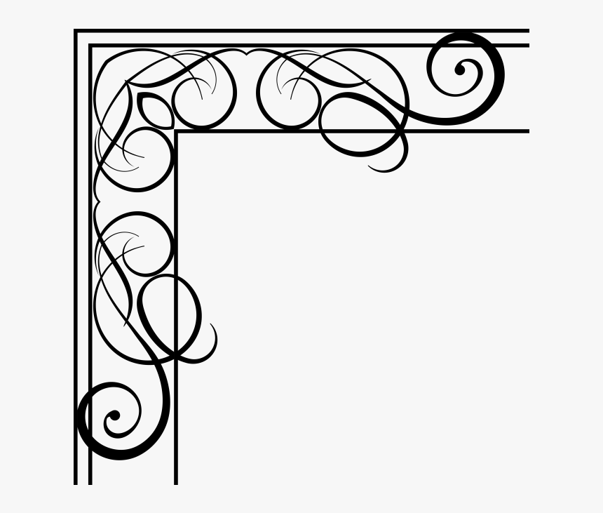 Ornamental Vintage Corner - Line Art, HD Png Download