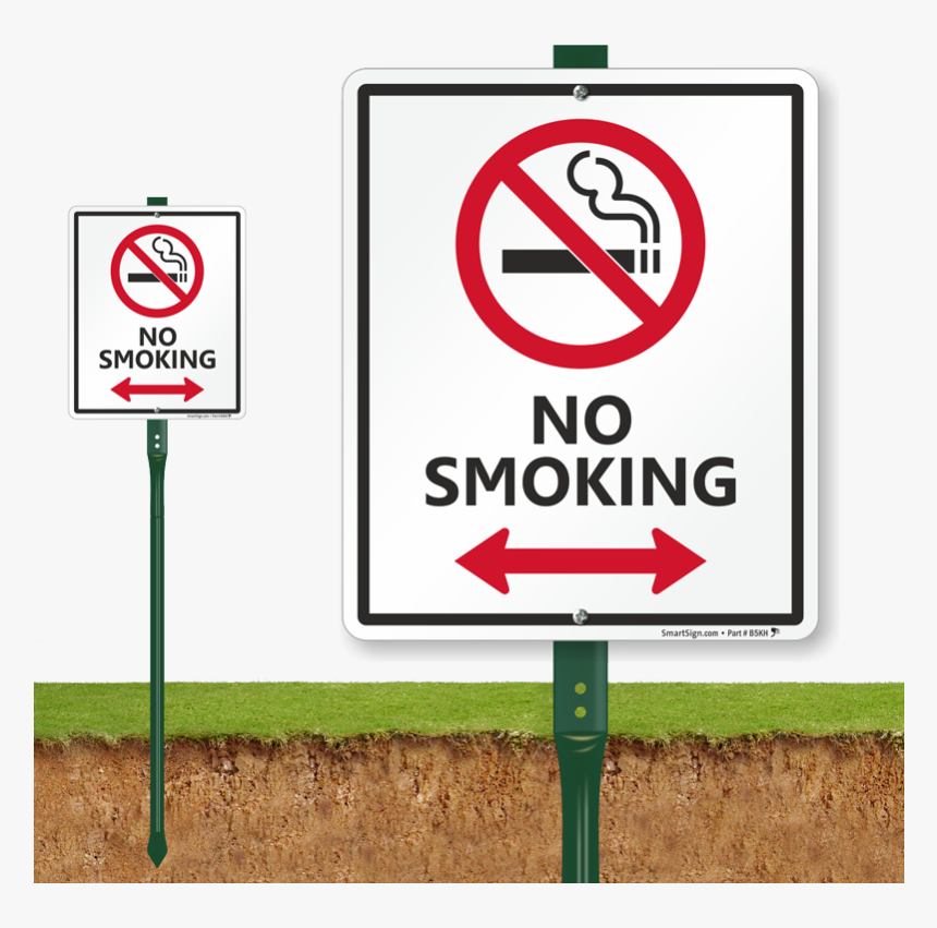 No Smoking Lawnboss Sign With Bidirectional Arrow - Do Not Pick Flowers Sign, HD Png Download