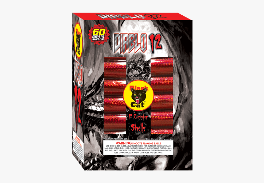 Diablo / 12 Canister Shell- 2 Fiberglass Tubes - Black Cat Diablo 12, HD Png Download