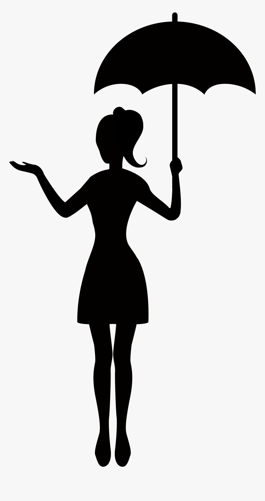 Lady Standing Umbrella Silhouette Clipart Collection - Silhouette Of Girl With Umbrella, HD Png Download