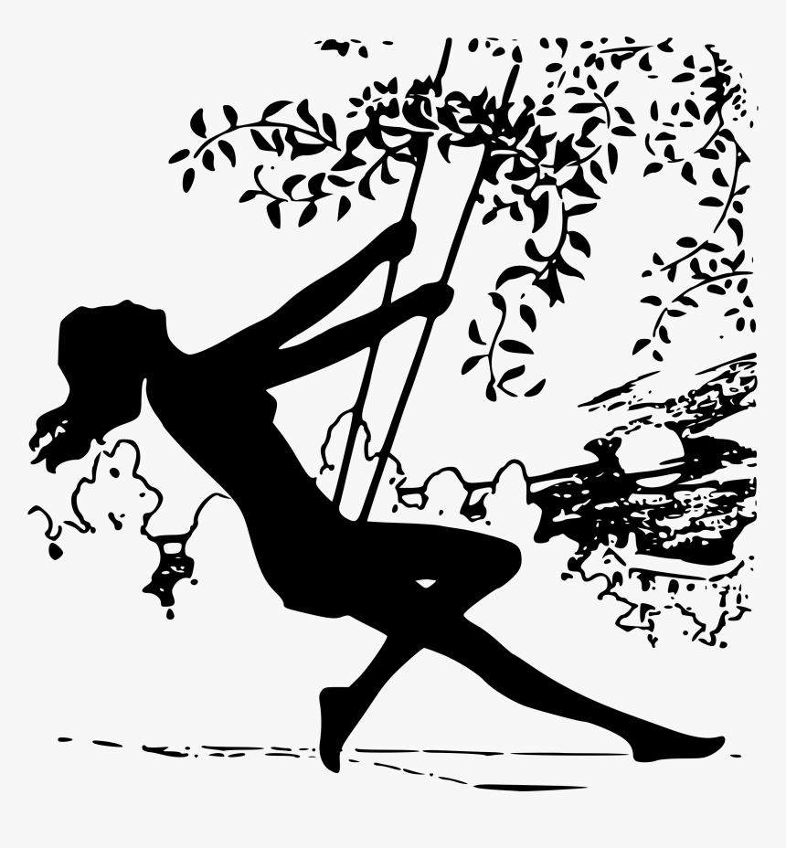 Naked Lady On A Swing Clip Arts - Girl On Swing Silhouette, HD Png Download