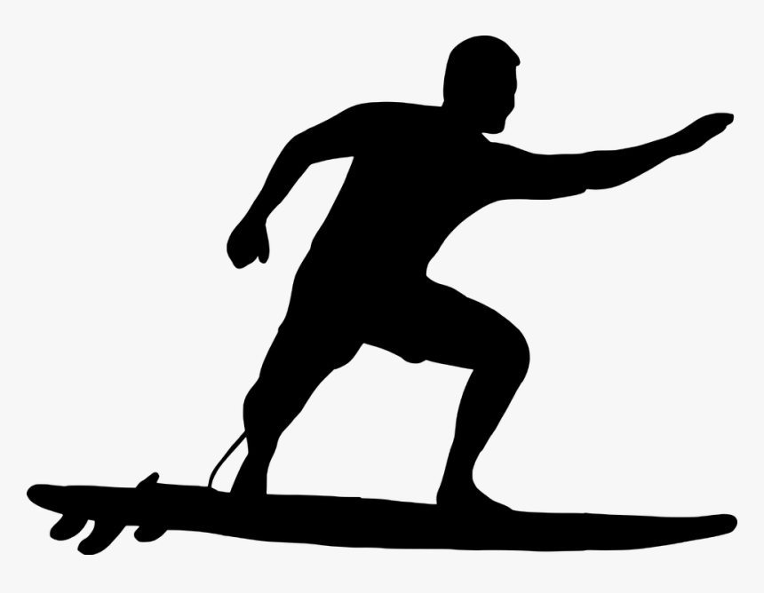 Surfer, Surfboard, Silhouette, Man, Athletic, Fit - Surfer Silhouette, HD Png Download