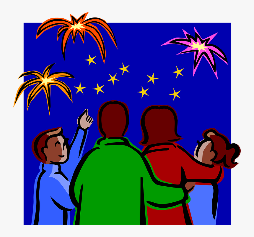 Fireworks, Celebration, Night, New Year, People - New Year Celebration Clipart, HD Png Download