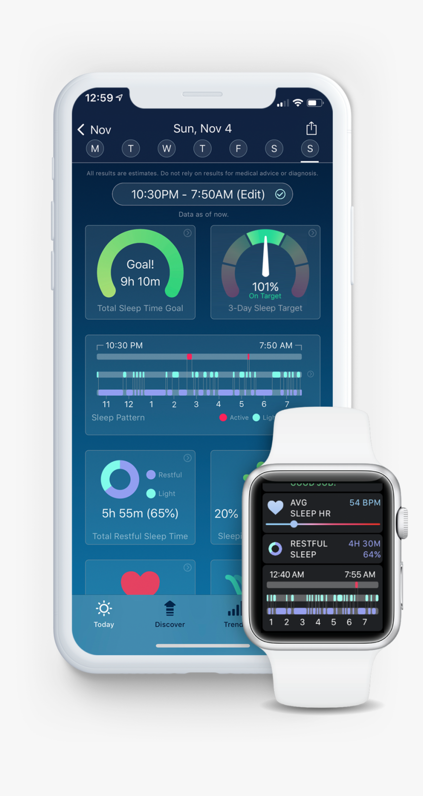 Sleepwatch Ios App Store Renderings 5-8 In V1 - Apple Watch, HD Png Download