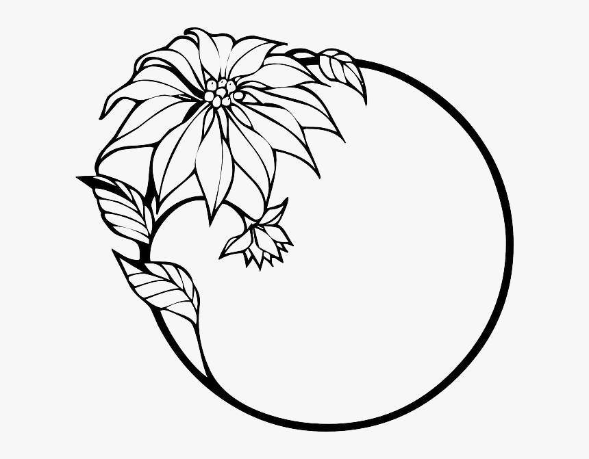 Border Flowers Drawing Clip Art - Flower Border Clipart Black And White, HD Png Download