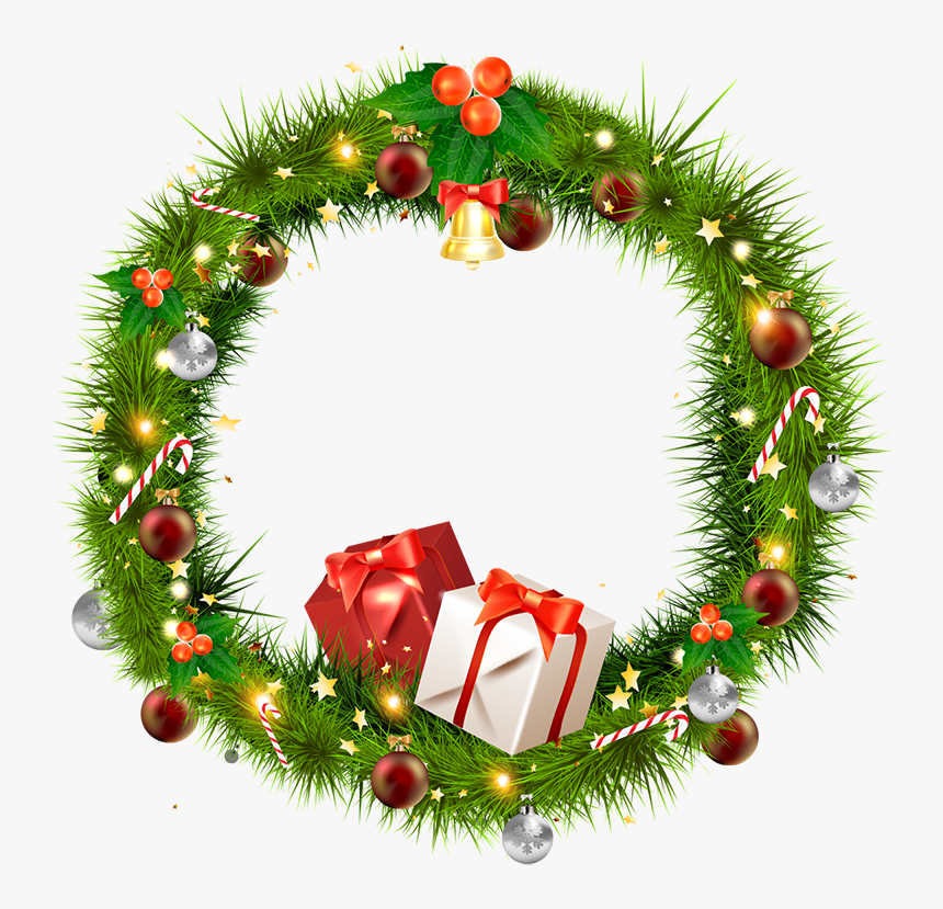 Clipart Navidad Png - Christmas Wreath Clipart, Transparent Png