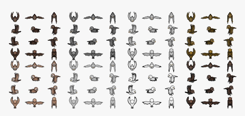Owls Both Sitting And Flying - Barn Owl Sprites, HD Png Download