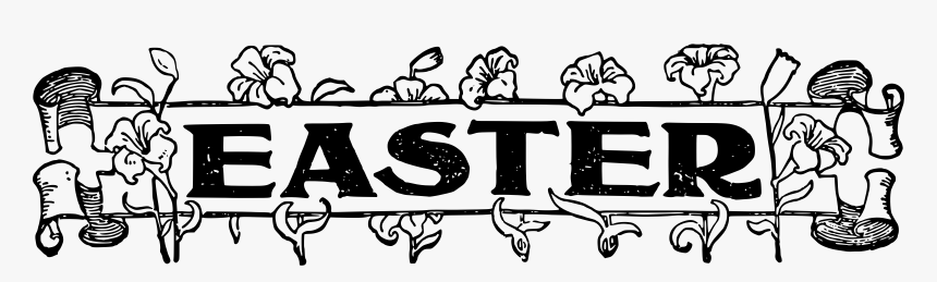 Easter Text Banner Clip Arts - Easter Banner Black And White, HD Png Download