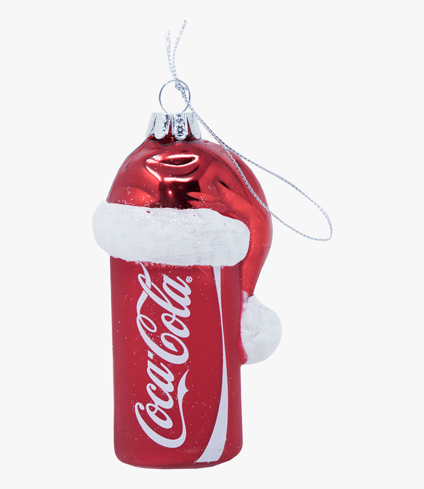 Coca Cola Can With Santa Hat Glass Ornament 
 Title - Coca Cola 12 Oz Can, HD Png Download