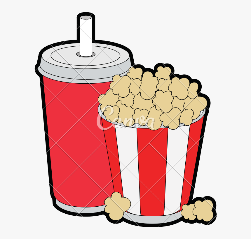 Junk-food - Pop Corn And Soda Png, Transparent Png
