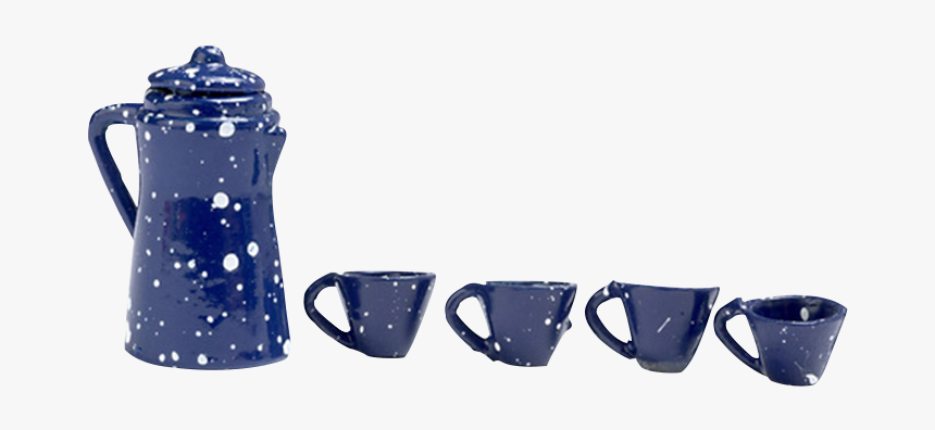 1 Inch Scale Blue Spatter Dollhouse Coffee Set - Blue And White Porcelain, HD Png Download