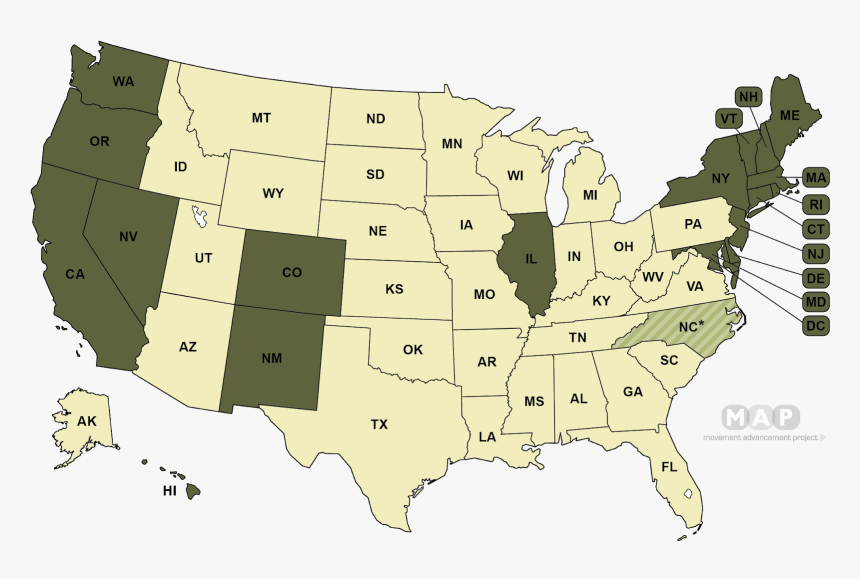 States In Green Have Laws On The Books Banning Conversion - Conversion Therapy Legal, HD Png Download