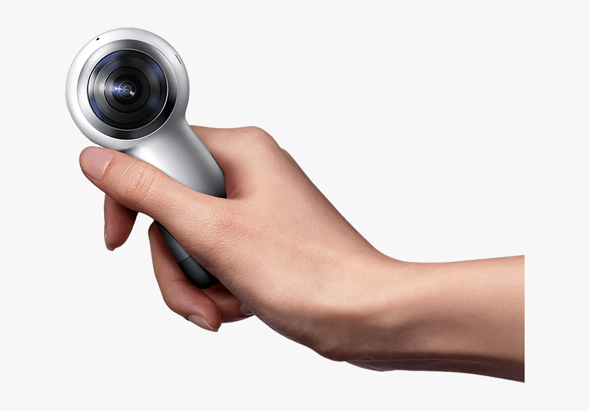 A Hand Holding The Gear 360 Moves From The Right To - Samsung Gear 360 Logo, HD Png Download