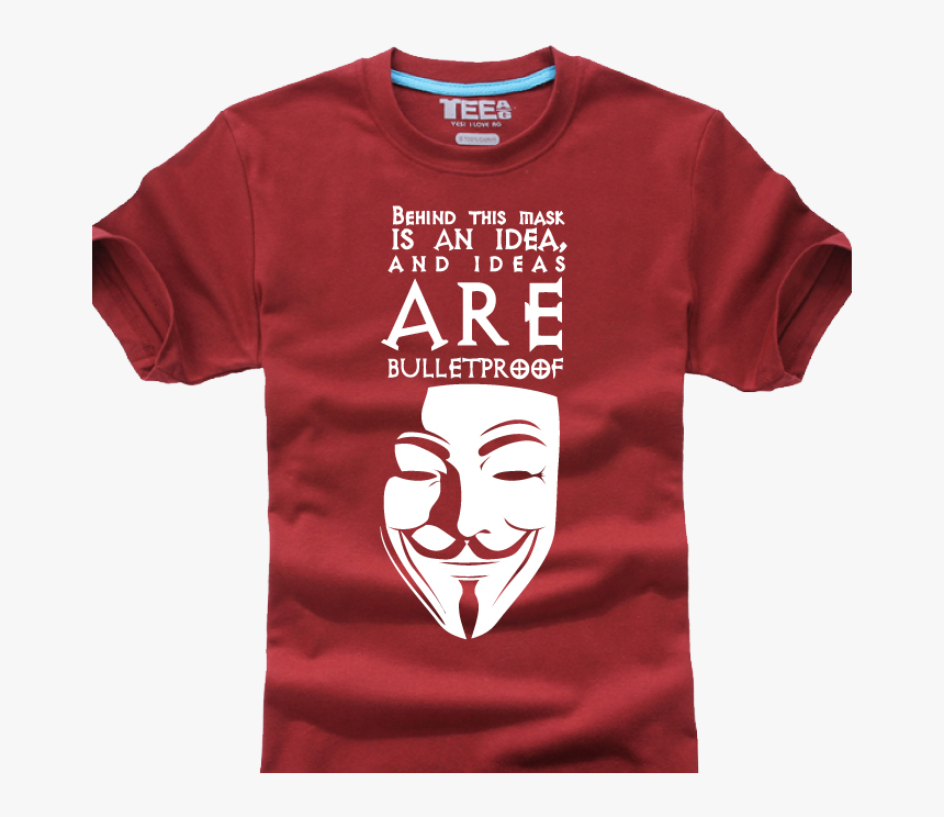 Bulletproof Burgundy T-shirt - Guy Fawkes Mask, HD Png Download