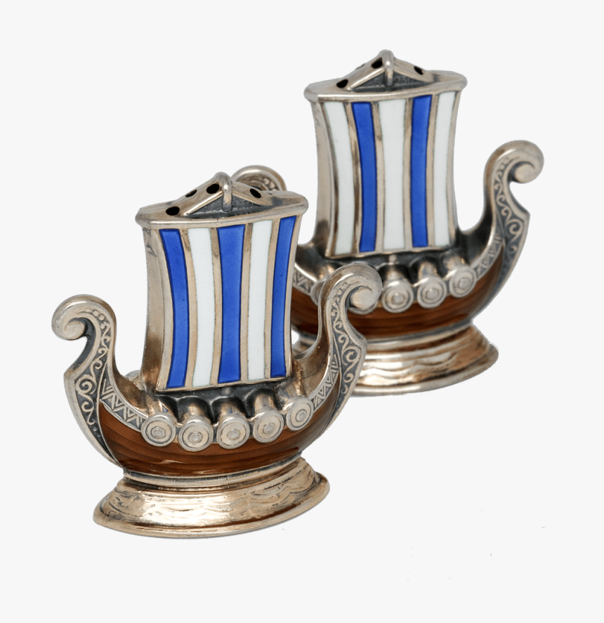 Sterling Viking Ship Salt Cellars With Mini Salt & - Salt And Pepper Shakers, HD Png Download