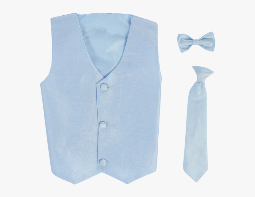 Light Blue Poly-silk Boys Vest & Tie Set - Formal Wear, HD Png Download