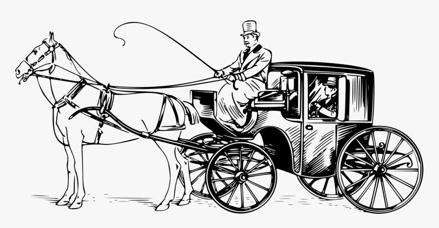 Clip Art Horse Drawn Wagon Clip Art - Horse Drawn Carriage Drawing, HD Png Download