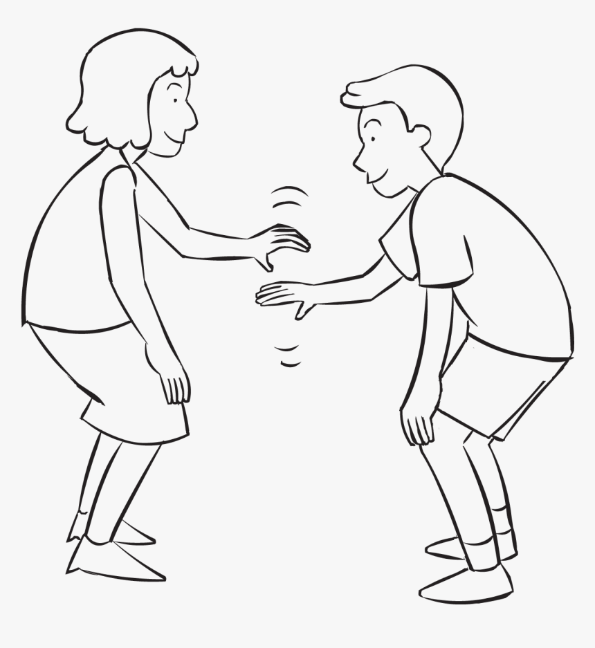 Two People Trying To Tag Each Others Knees In Knee - Line Art, HD Png Download