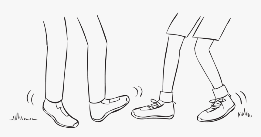 Two People Trying To Tag Each Others Feet In Fun Partner - Line Art, HD Png Download