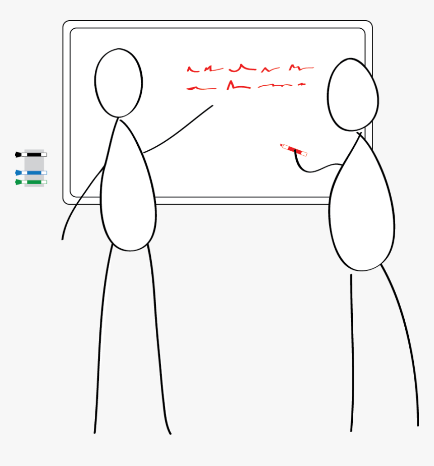 A Sketch Shows Two People Working At A Whiteboard - Illustration, HD Png Download