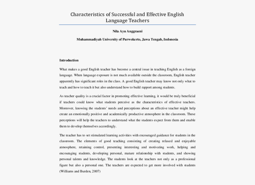 Characteristics Of Good English Teachers, HD Png Download