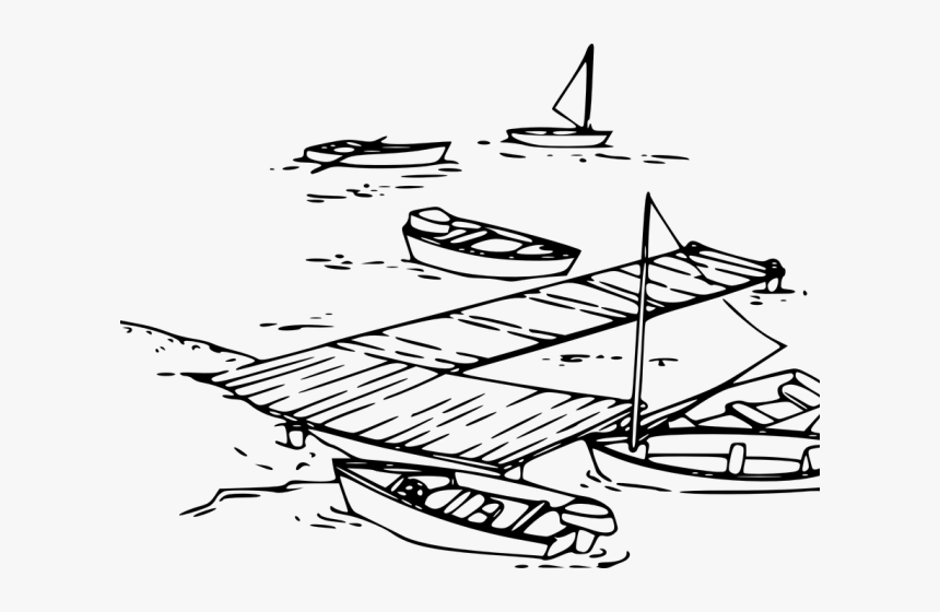 Dock With Ships Drawing, HD Png Download