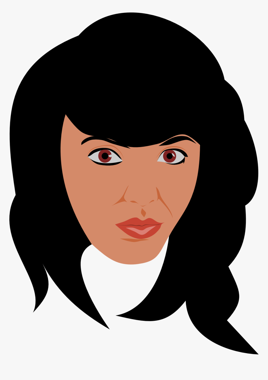 Drawing Of Beautiful Woman With Long Dark Hair And - Cartoon, HD Png Download