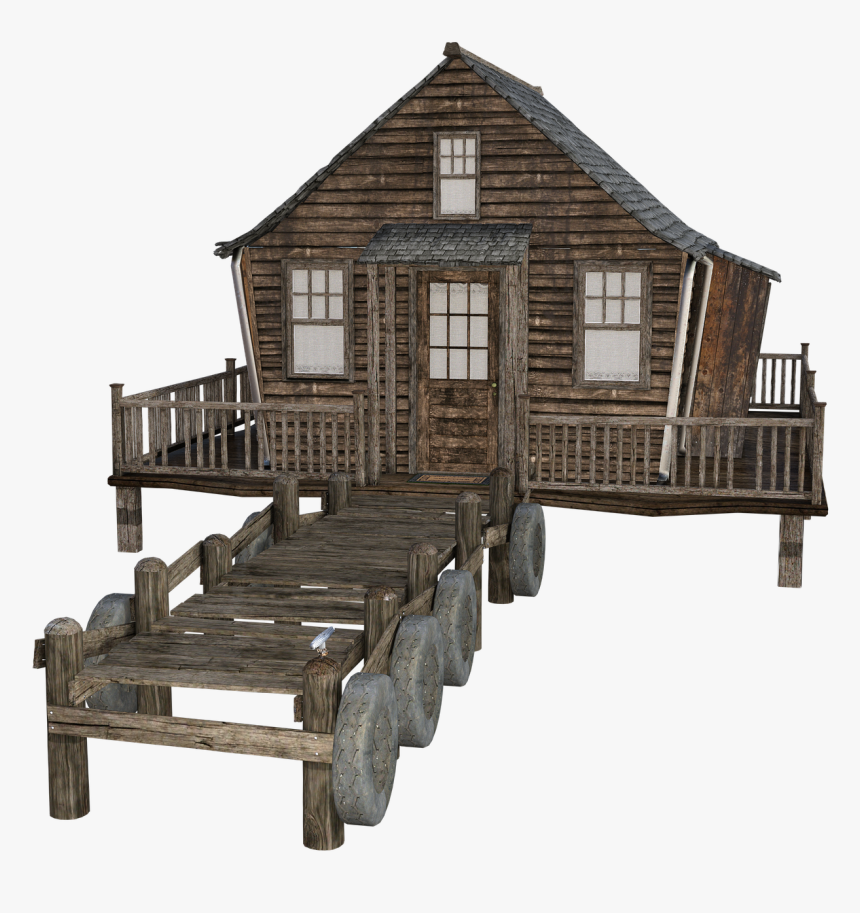 Old House, Swamp, Deck, Tires, Spooky, 3d, Render - Lumber, HD Png Download