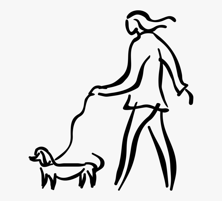 Vector Illustration Of Dog Owner Walks Family Pet Dog - Life Begin At Forty, HD Png Download