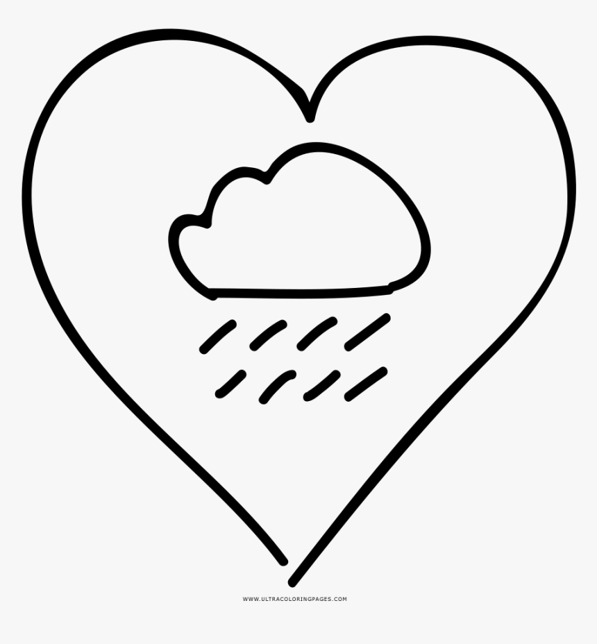 Raincloud Heart Coloring Page - Heart, HD Png Download