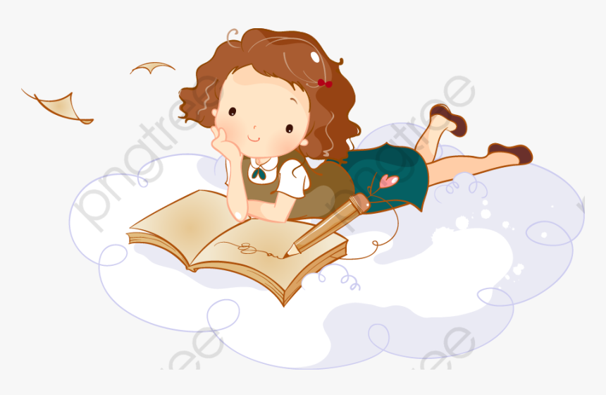 Child Png Transparent Image - 小孩 看書 卡通 圖案, Png Download