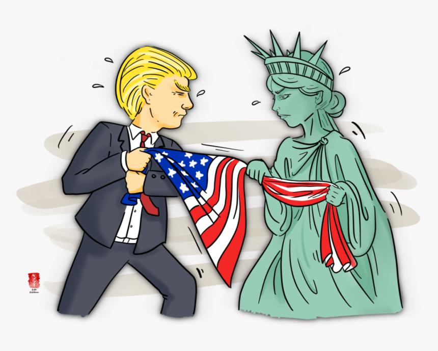Conflict Clipart Tug War - Cartoon The Statue Of Liberty, HD Png Download