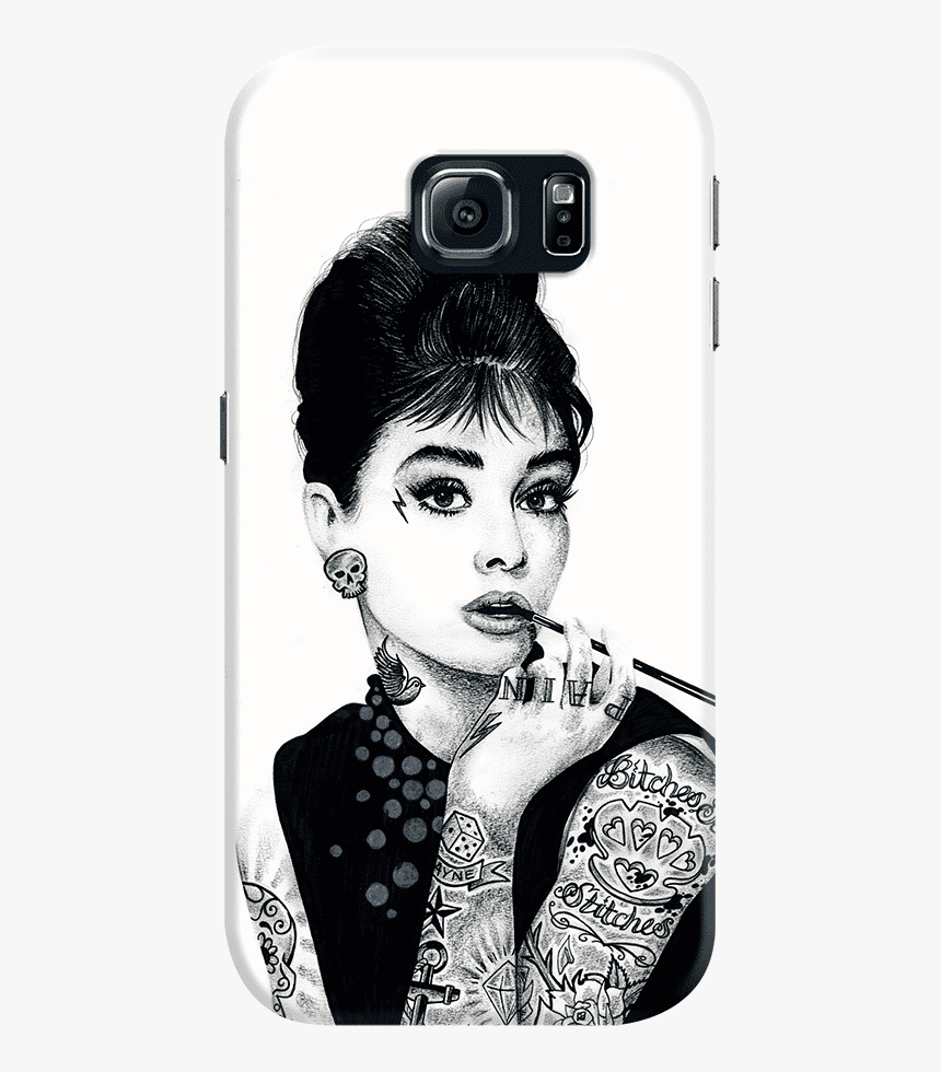 Dailyobjects Audrey Hepburn Inked Case For Samsung - Tattooed Audrey Hepburn Print, HD Png Download