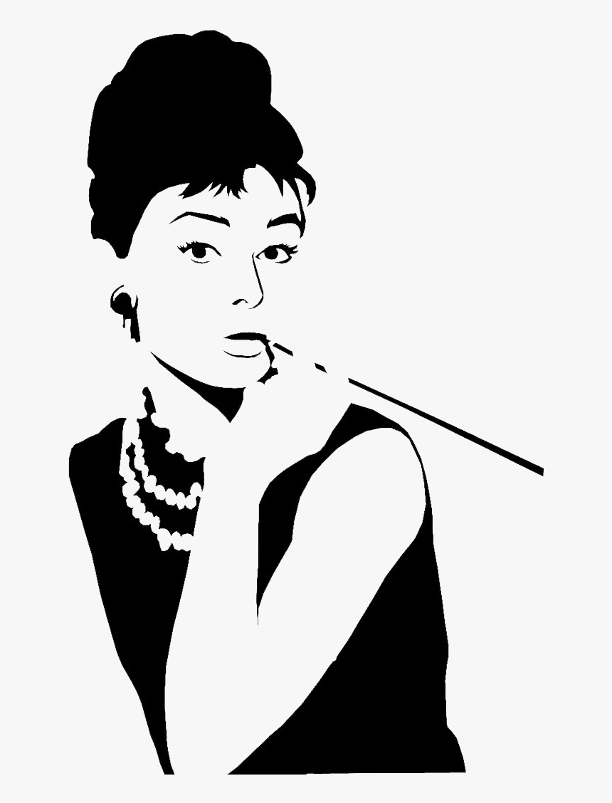 Audrey Hepburn Stencil Breakfast At Tiffany S Gigi - Audrey Hepburn, HD Png Download